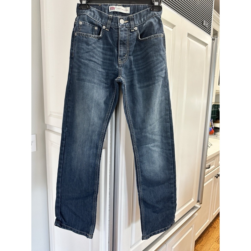 Levi's 505 Regular Fit Blue Jeans Boy's 12 Slim Straight Medium Wash Denim 24x26